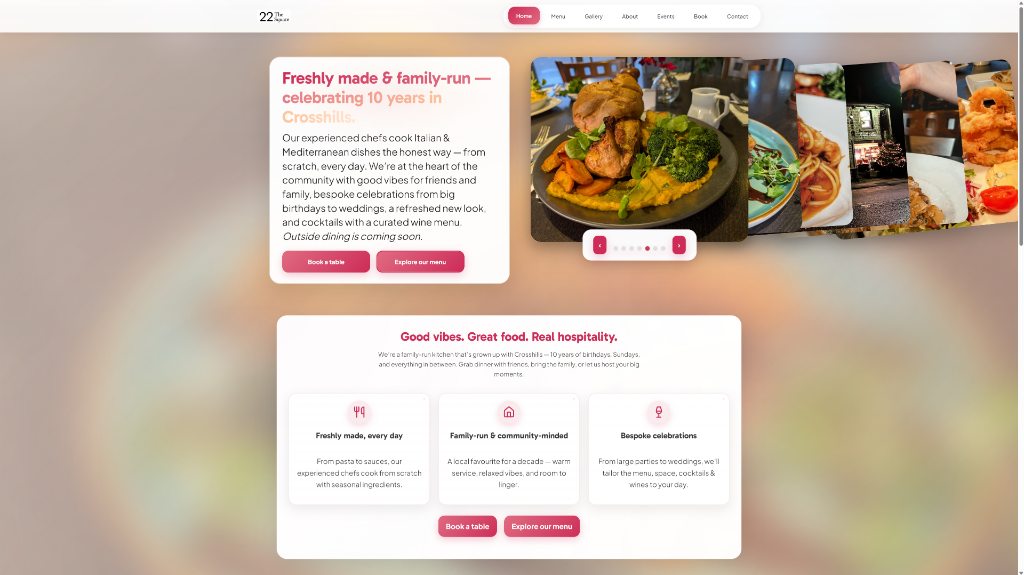 Preview of the 22 The Square website